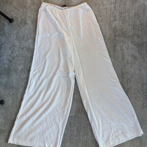 Zara White Wide Leg Flowly Pants